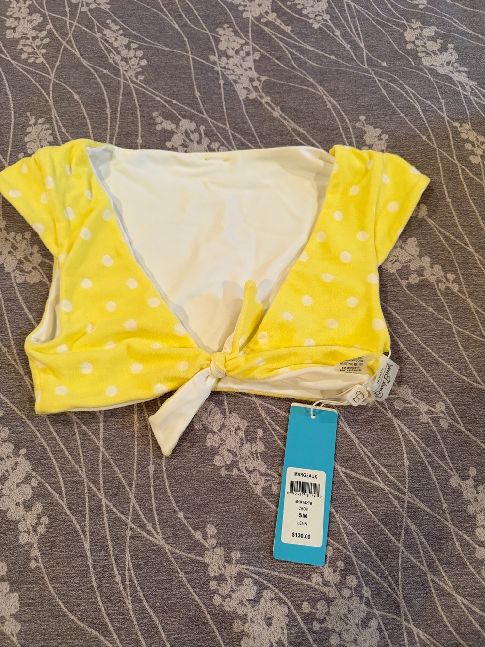 Beach Bunny Yellow Polka Dot Tie-Front Swim Camisole